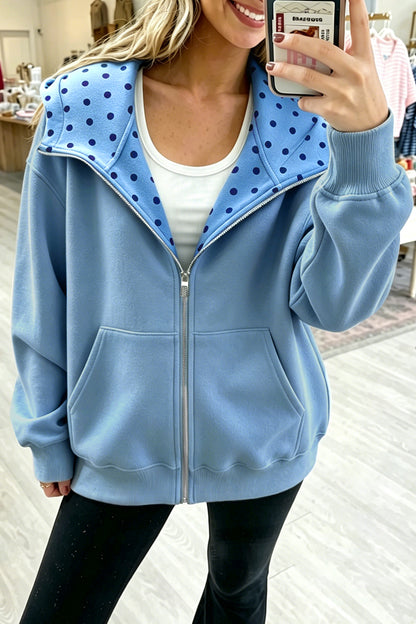 Polka Dot Zip-Up Hoodie
