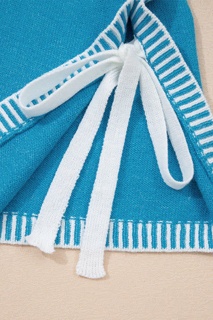 Blue Side Tie Sweater Vest