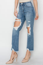 Load image into Gallery viewer, RISEN High Rise Distressed Crop Straight Jeans