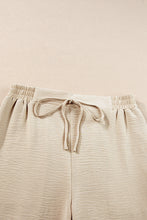 Load image into Gallery viewer, Beige Crinkled Elastic Hem Crop Tee and Wide Leg Pants Set