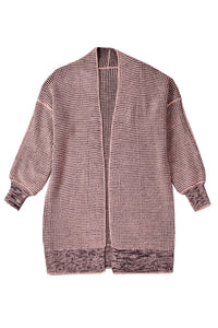 Yellow Knitted Open Front Casual Long Cardigan