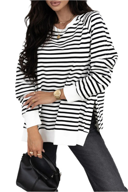 Georgia Black Striped Loose Sweatshirt