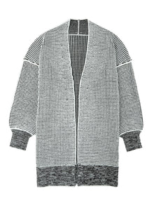 Yellow Knitted Open Front Casual Long Cardigan