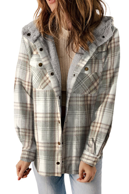 Orange Snap Button Sherpa Lined Hooded Flanne