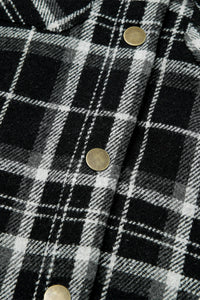 Orange Snap Button Sherpa Lined Hooded Flannel Jacket