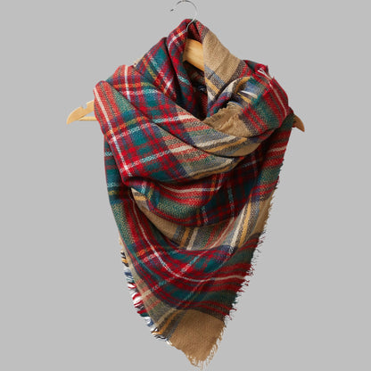 Plaid Blanket Scarf - Hazelnut