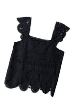 Load image into Gallery viewer, Lace Crochet Ruffled Square Neck Tank Top