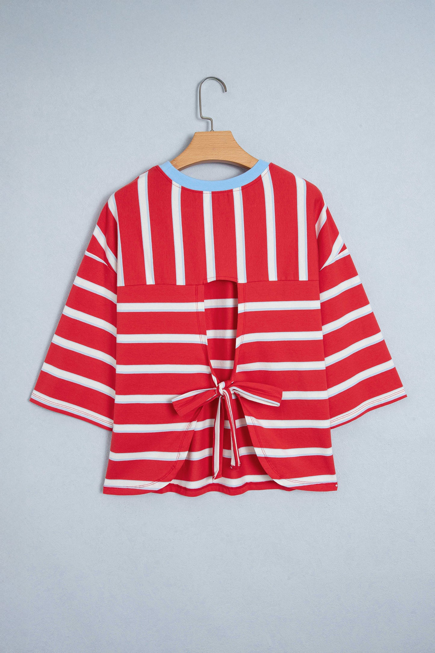 Racing Red Striped Hollowed Back T-shirt