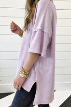 Load image into Gallery viewer, Strawberry Pink Mineral Wash Exposed Seam Drop Shoulder Oversized Tee