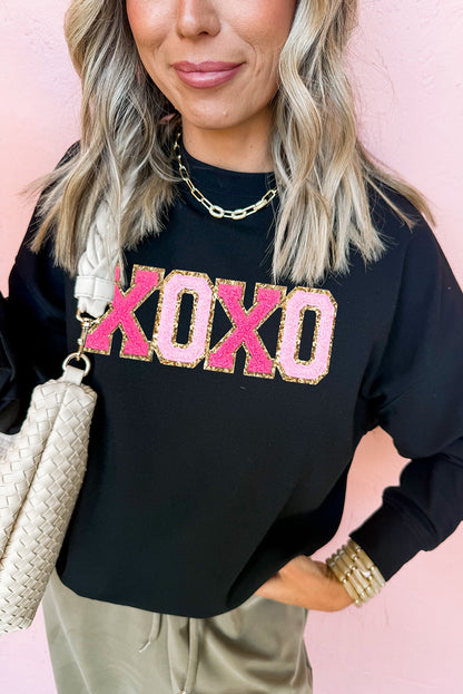 Chenille XOXO Patched Pullover