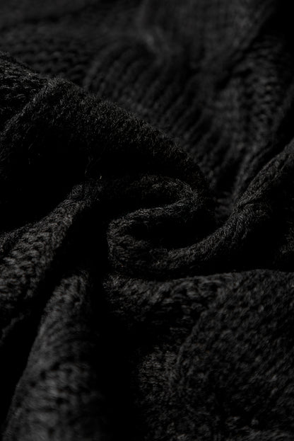 Bailey Black Cable Knit Colorblock Satin Bowknot