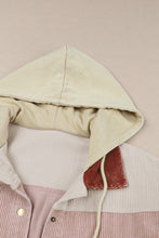 Load image into Gallery viewer, Raw Hem Patchwork Hooded Corduroy Jacket