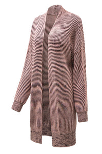 Yellow Knitted Open Front Casual Long Cardigan