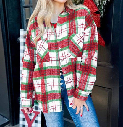 St. Patrick’s Day Green Plaid Cozy Shirt Jacket Shacket