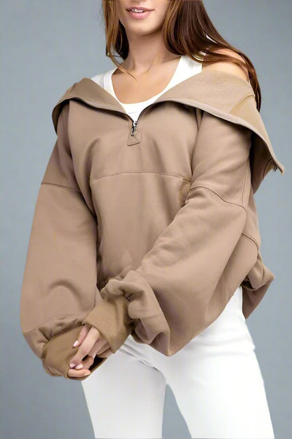 Stitch Detailed Elastic Hem Hoodie