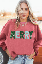 Load image into Gallery viewer, Strawberry Pink MERRY Christmas Corded Pullover Sweatshirt