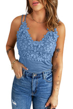 Load image into Gallery viewer, Casual Lace Overlay Strappy Hollow Out Camisole Top