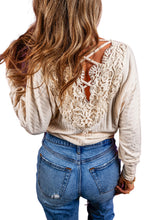 Load image into Gallery viewer, Oatmeal Lace Up Crochet Backless Ribbed Top