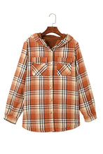 Load image into Gallery viewer, Orange Snap Button Sherpa Lined Hooded Flanne
