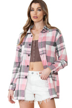 Load image into Gallery viewer, Pink Long Sleeve Collared Button Up Flannel