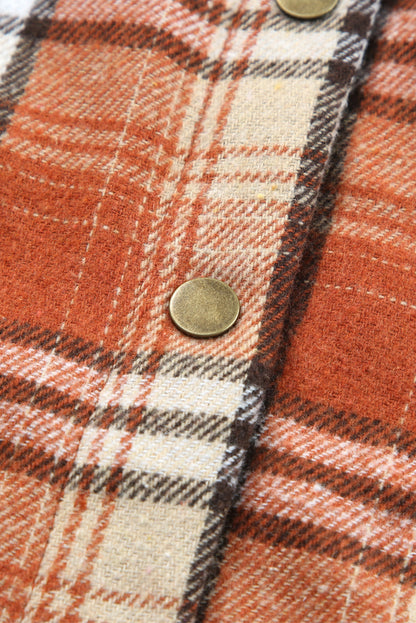 Orange Snap Button Sherpa Lined Hooded Flanne
