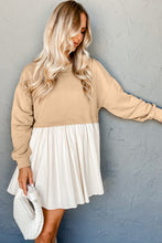Load image into Gallery viewer, Pale Khaki Sweatshirt Poplin Mini Dress
