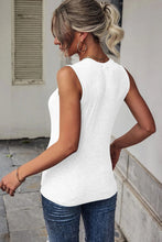 Load image into Gallery viewer, Ribbed Knit Cut Out Twist Front Crew Neck Tank Top