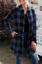 Load image into Gallery viewer, Brown &amp; Black Plaid Collared Botton Down Long Shirt Shacket