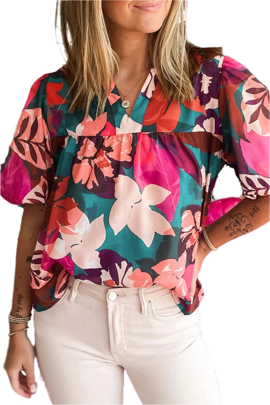 Erica Print Puff Sleeve Blouse