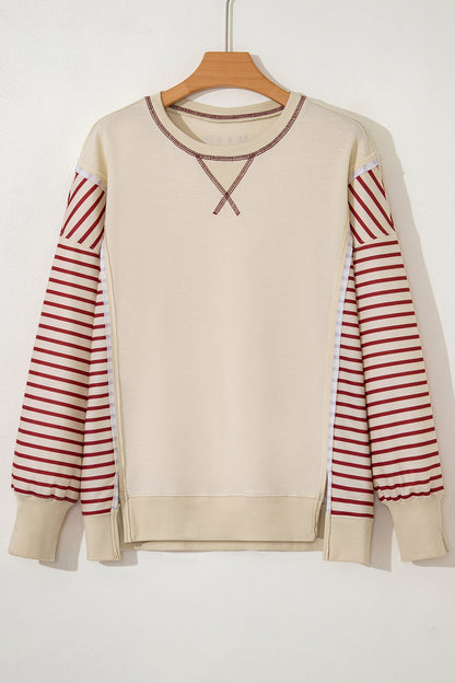 Red Stripe Sleeve Knit Top
