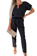 Load image into Gallery viewer, Metallic Neck Decor Belted High Waist Jumpsuit