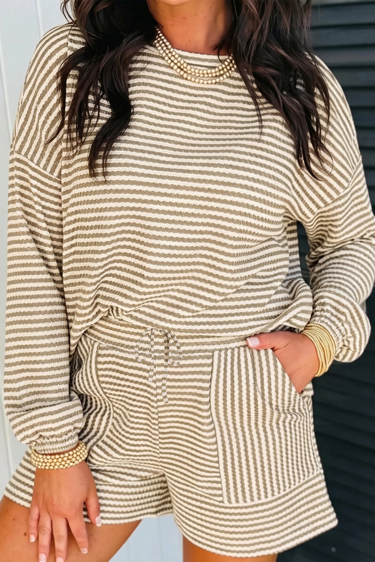 Brown Stripe Textured Set