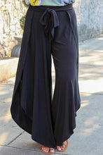 Load image into Gallery viewer, Black Plus Size Front Tie Tulip Wide Leg Pants