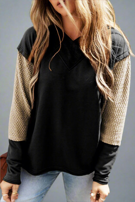 Contrast Sleeves Patchwork Colorblock Hoodie