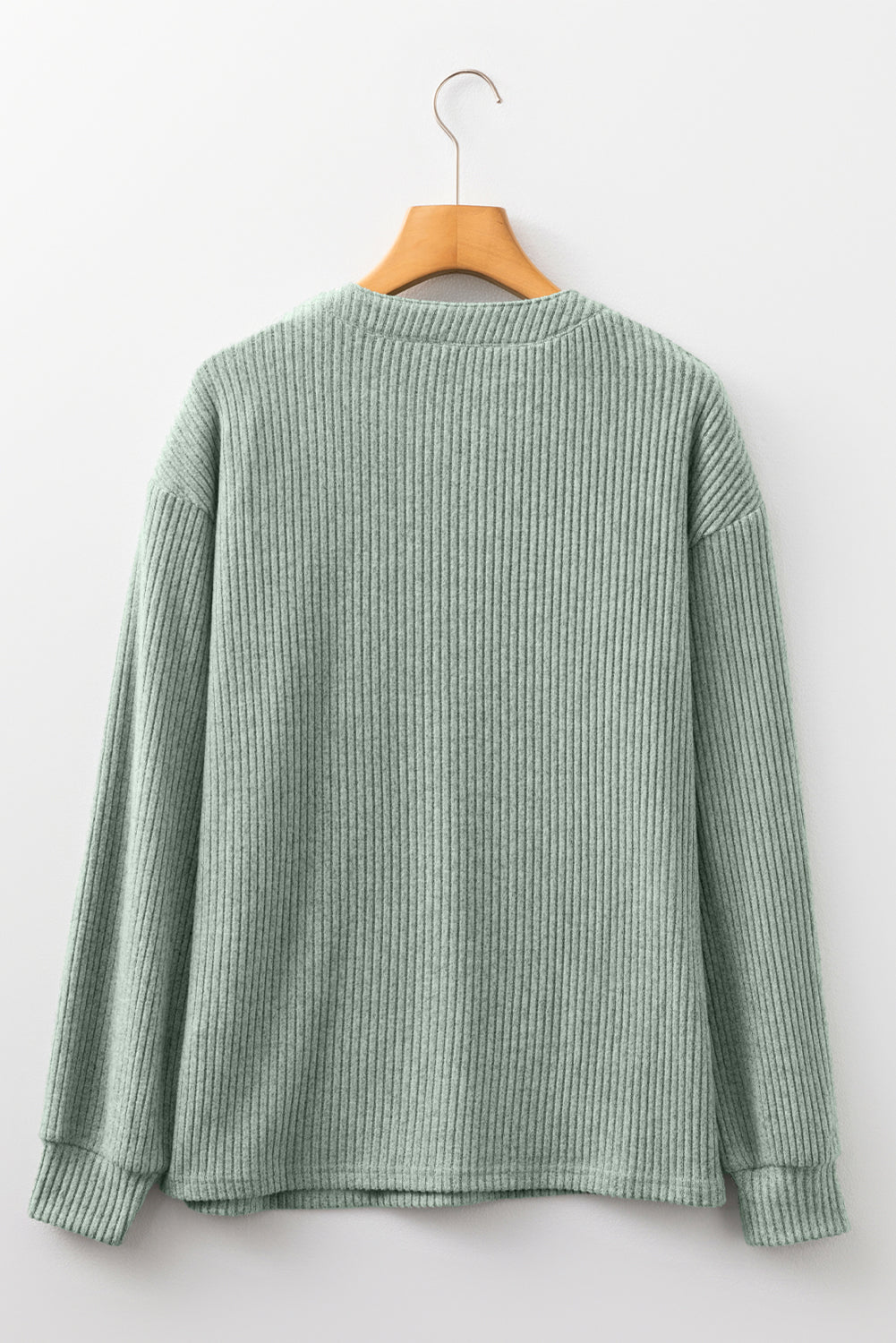 Aqua Ribbed Henley Knit Top