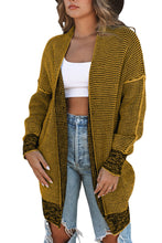Load image into Gallery viewer, Yellow Knitted Open Front Casual Long Cardigan