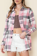 Load image into Gallery viewer, Pink Long Sleeve Collared Button Up Flannel