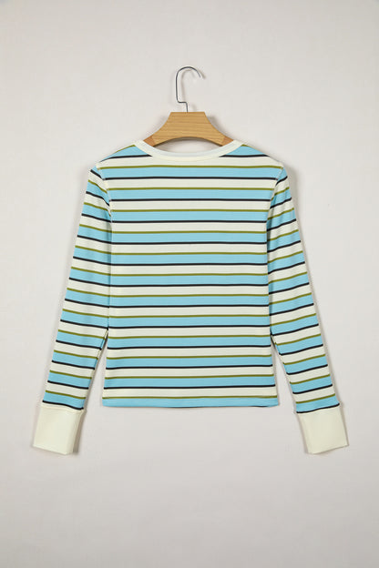 Paisley Multicolor Striped Long Sleeve Top