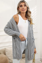 Load image into Gallery viewer, Red Ribbed Trim Hollow Knit Side Slits Cardigan