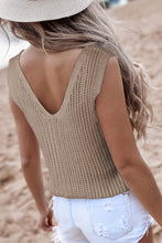 Load image into Gallery viewer, White Hollowed Knit V Neck Tank Top