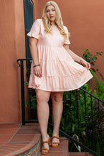 Load image into Gallery viewer, Pink Cheetah Print Tiered Ruffled Plus Size Dress