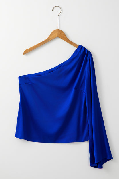 Eden Dark Blue Satin Blouse