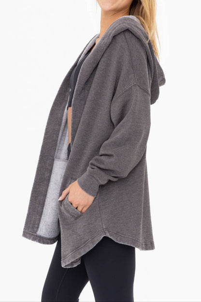 Bailey-Mineral Washed Fleece Hooded Cardigan