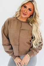 Load image into Gallery viewer, Coffee Solid Exposed Seam Pullover Sweatshirt