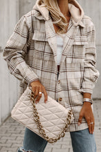 Load image into Gallery viewer, Khaki Plaid Removable Hooded Button Up Jacket
