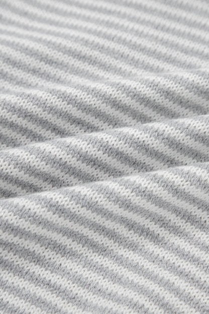 Gray Stripe Heart Valentine Knit Sweater