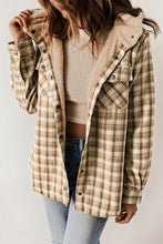 Load image into Gallery viewer, Orange Snap Button Sherpa Lined Hooded Flannel Jacket
