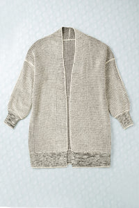 Yellow Knitted Open Front Casual Long Cardigan