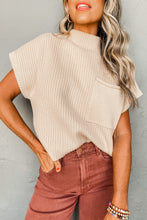 Load image into Gallery viewer, Patch Pocket Ribbed Knit Short Sleeve Sweater