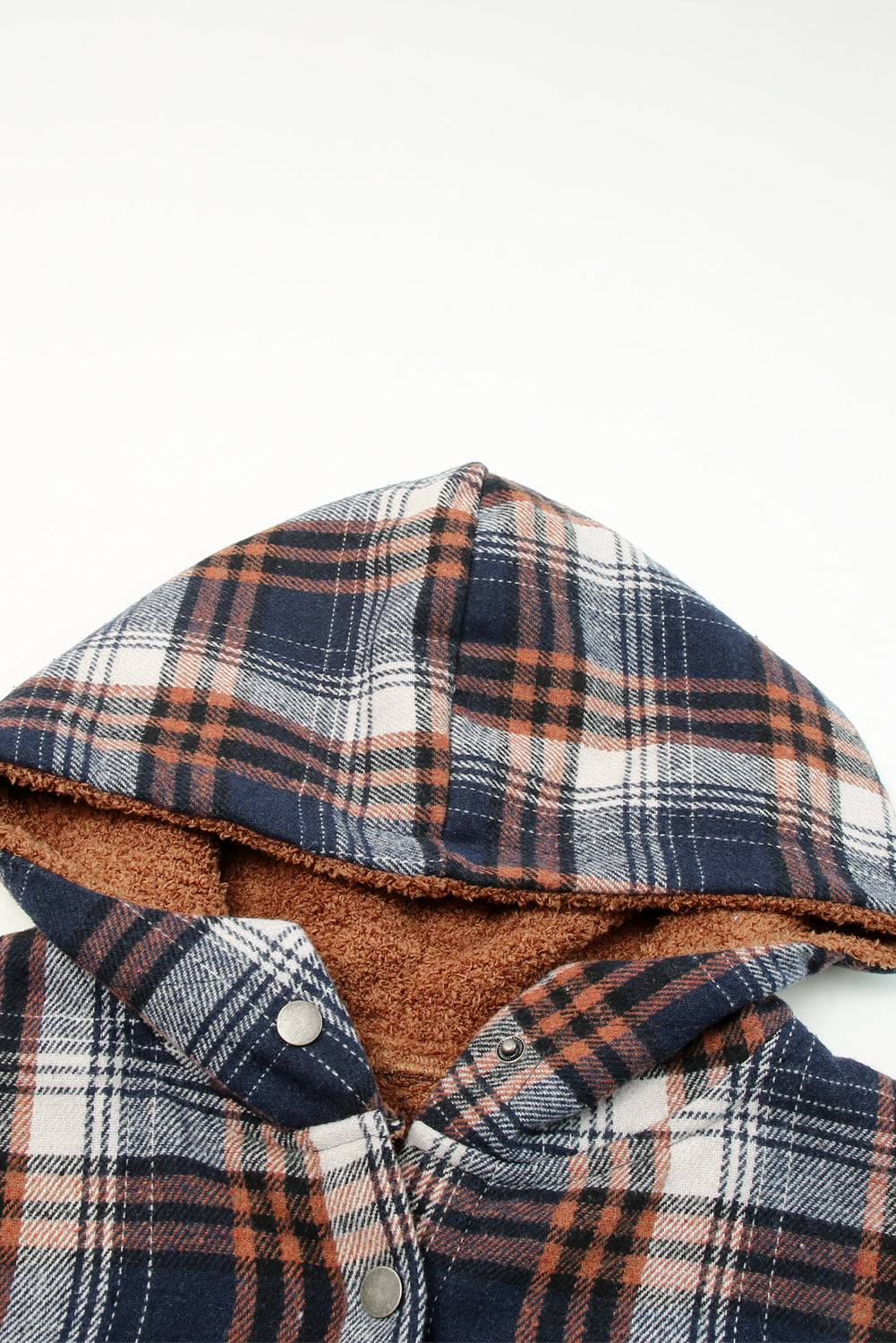Orange Snap Button Sherpa Lined Hooded Flanne